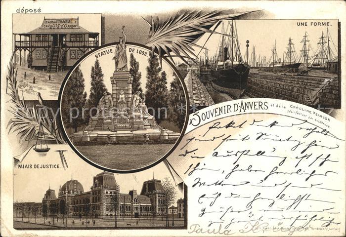 Anvers Antwerpen Palais de Justice Statue de Loos Une Forme Bateau