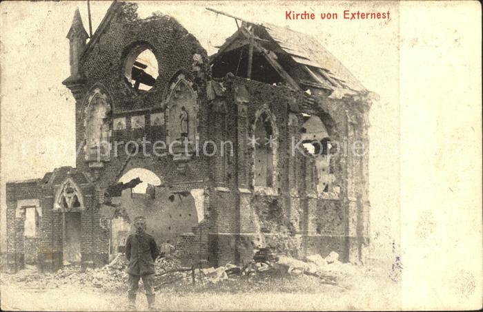 Gent Gand Flandre Zerstoerte Kirche von Externest Kriegserinnerungskarte 1. Welt