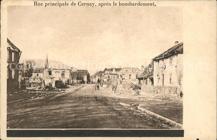 Cernay Elsass Rue principale apres le bombardement Gr