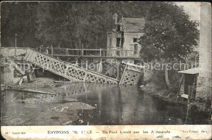 Lille Nord Un pont detruit par les Allemands Grand