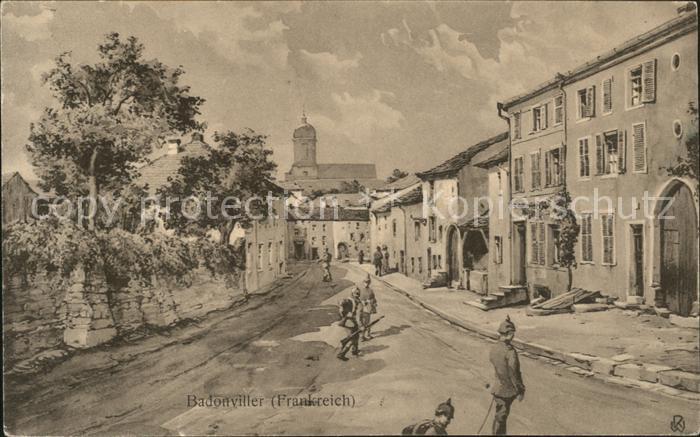 Badonviller Strassenpartie Soldaten Kirche Künstler