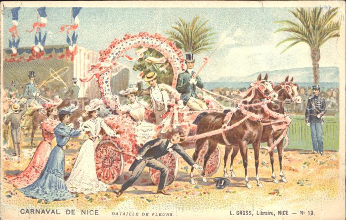 Nice Alpes Maritimes Carnaval Bataille de Fleurs Pferdekutsc