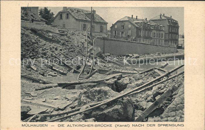 Muelhausen Elsass Altkircher Bruecke nach der Sprengung