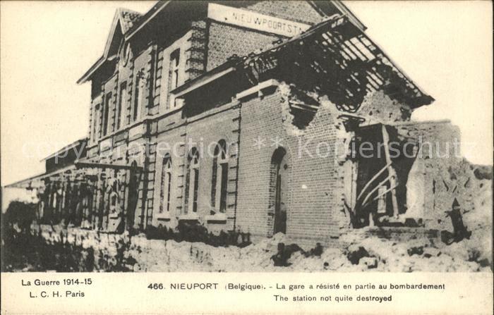 NIEUPORT Nieuwpoort West-Vlaanderen Belgie The station not quite desrtoyed La Gu