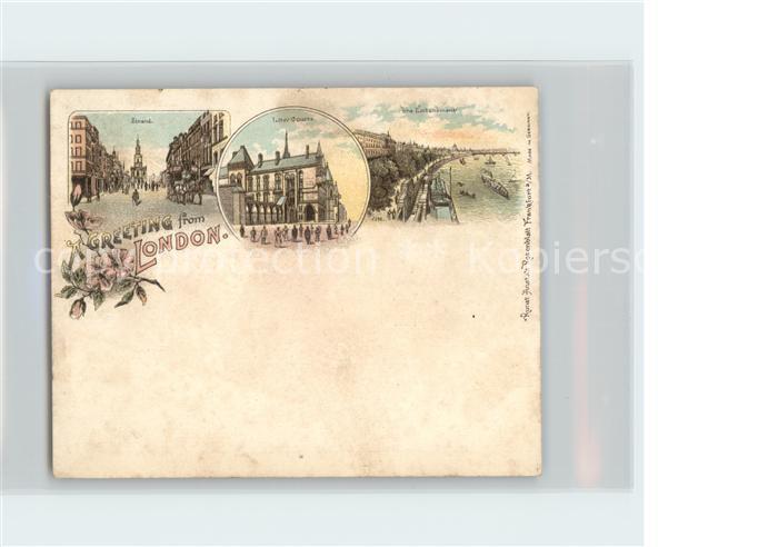 London Law Courts Strand Ebankmaent Litho
