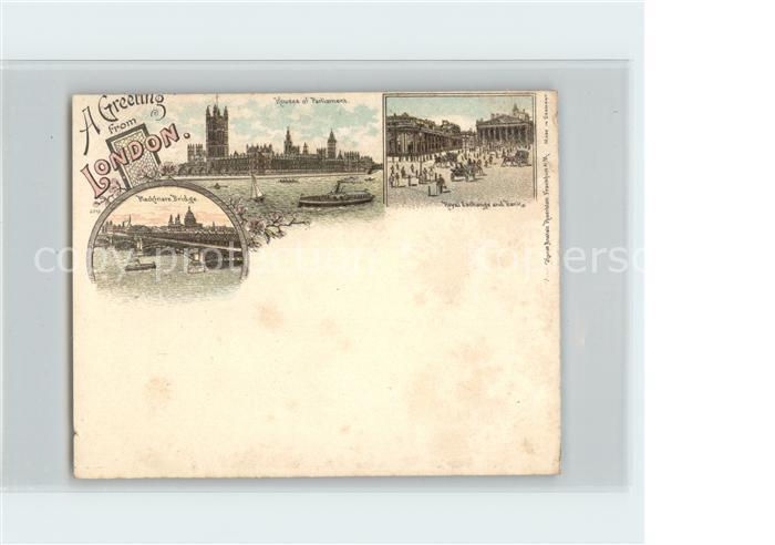 London Blackfriare Bridge Parliament Litho
