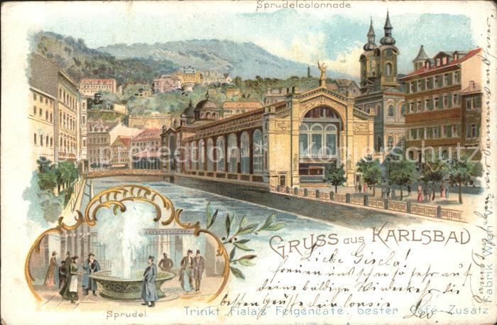 Karlsbad Eger Sprudelcolonade Litho