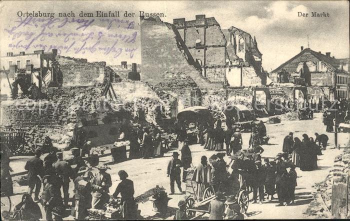 Ortelsburg Ostpreussen nach dem Einfall der Russen Markt