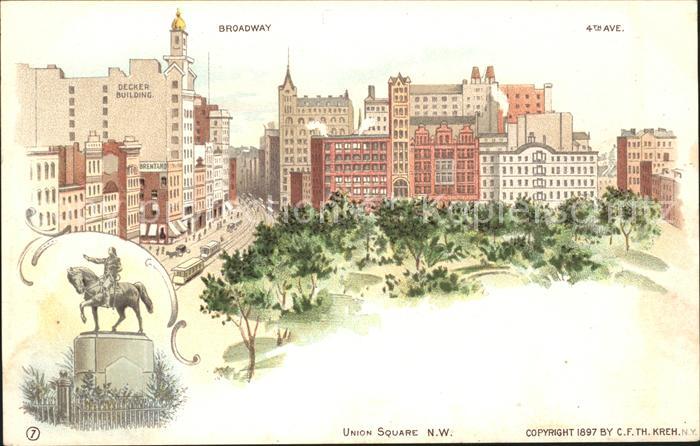 New York City Broadway Decker Building 4. Ave Litho