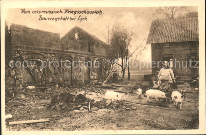 Lyck Ostpreussen Kriegsschauplatz Bauerngehoeft