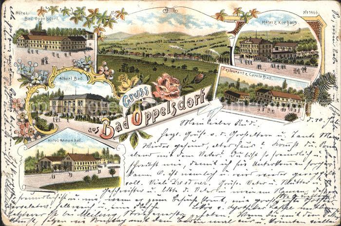 Bad Oppelsdorf Opolno Zdroj Litho Hotel zum Kurhaus Restaurant Carola-Bad