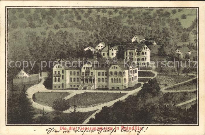 Reindlitz Ryjice Die drei Genesungsheime Litho