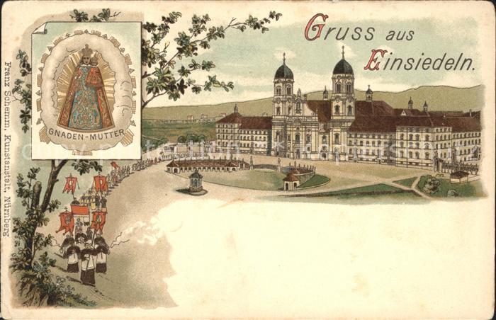 Einsiedeln SZ Kloster Gnaden-Mutter Litho
