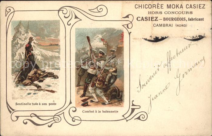 Cambrai Militär Litho Sentinelle tuee a son pos