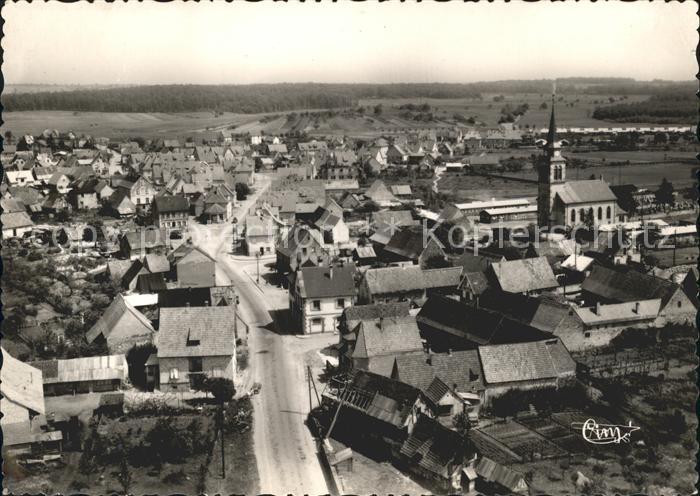 Mertzwiller Fliegeraufnahme Le Centre et la Mairie