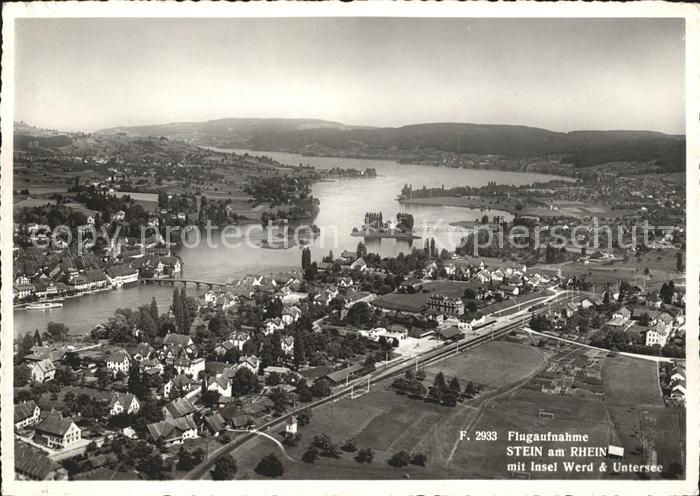Stein Rhein Fliegeraufnahme Insel Werd und Untersee