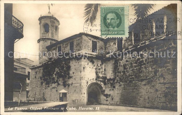 Havana Habana La Fuerza Oldest Fortress in Cuba Stempel auf AK