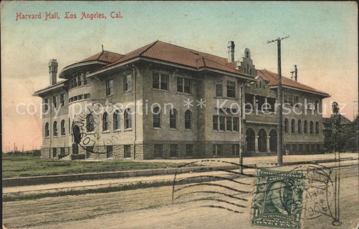 Los Angeles California Harvard Hall Stempel auf AK