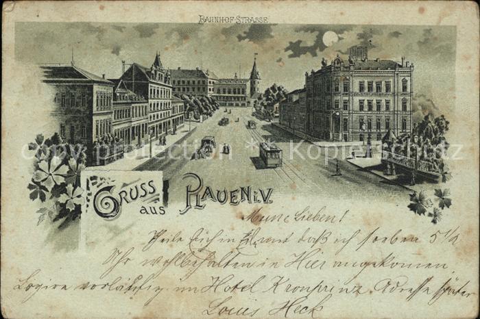 Plauen Vogtland Bahnhofstrasse im Mondschein