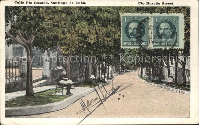 Santiago de Cuba Calle Pio Rosado Stempel auf AK
