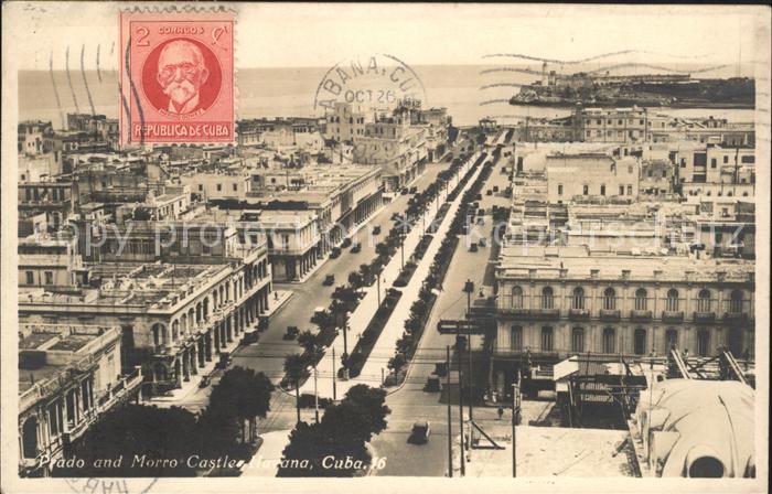 Habana Havana Prado and Morro Castle Stempel auf AK
