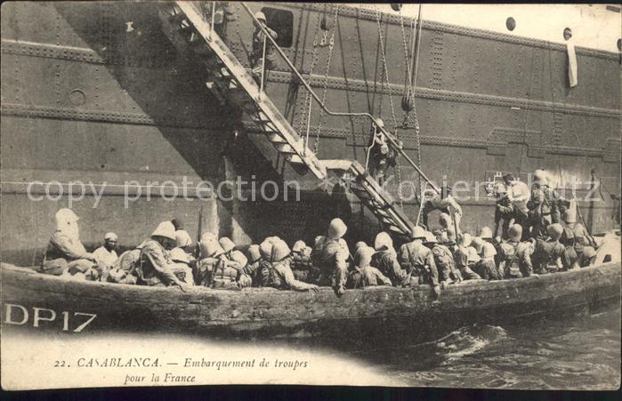 Casablanca Embarquement de troupes pour la France Militaire