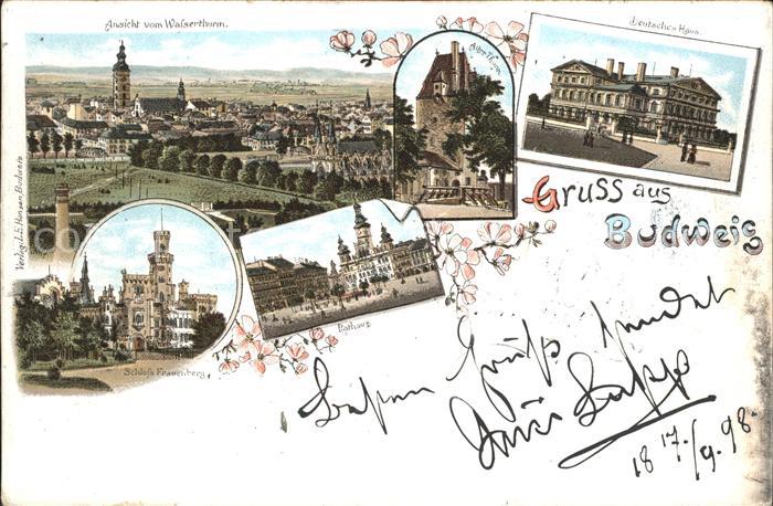 Budweis Ceske Budejowice Blick vom Walserturm Deutsches Haus Schloss Rathaus Tur