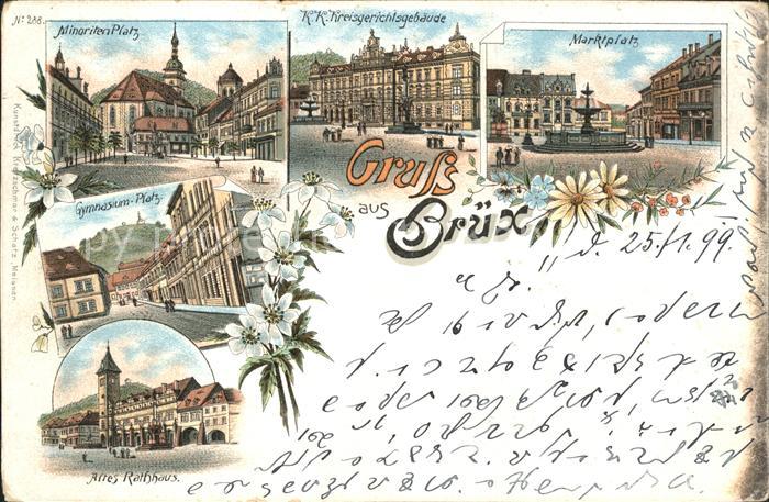 Bruex Most Sudetengau Minoritenplatz Kreisgerichtsgebaeude Marktplatz Gymnasiump