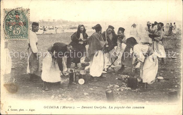 Oudjda La popote des zouaves Stempel auf AK