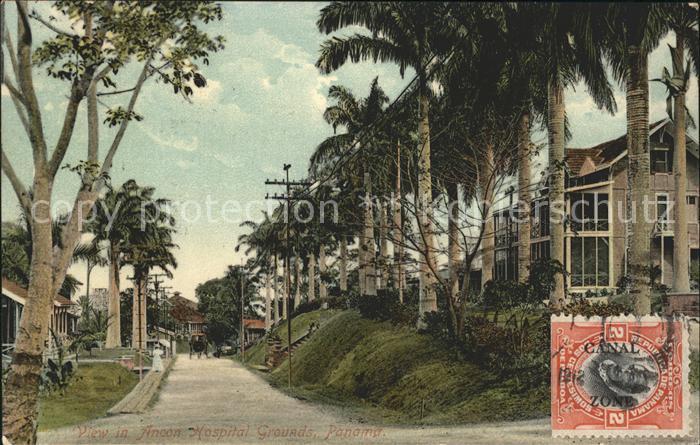 Ancon Panama Hospital Grounds Stempel auf AK