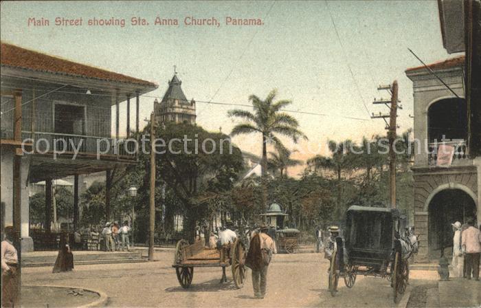 Panama City Panama Main Street showing Sta Anna Church