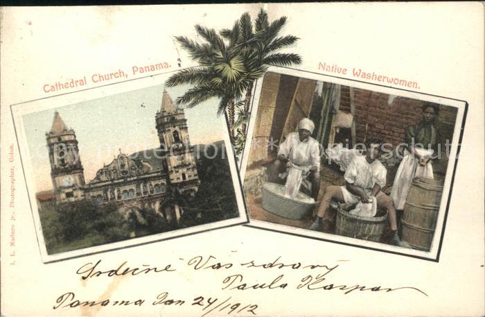 Panama City Panama Cathedral Church Native Washerwomen