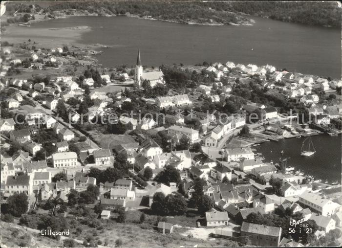Lillesand Fliegeraufnahme Hafen