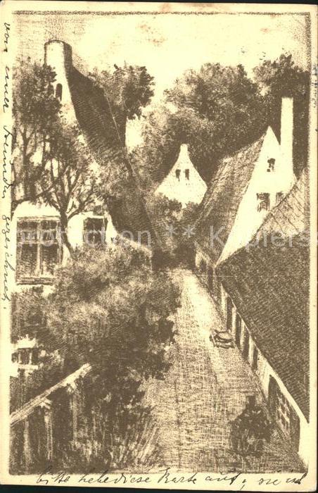 Luebeck Kuenstlerkarte Strassenpartie