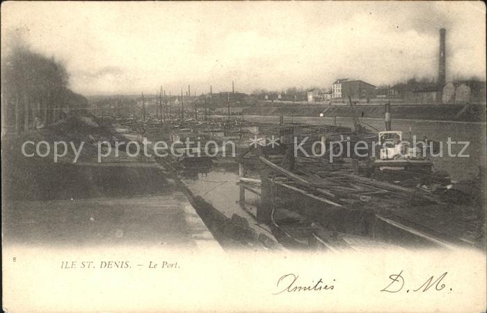 L Ile-Saint-Denis Le port Hafen Frachtkahn