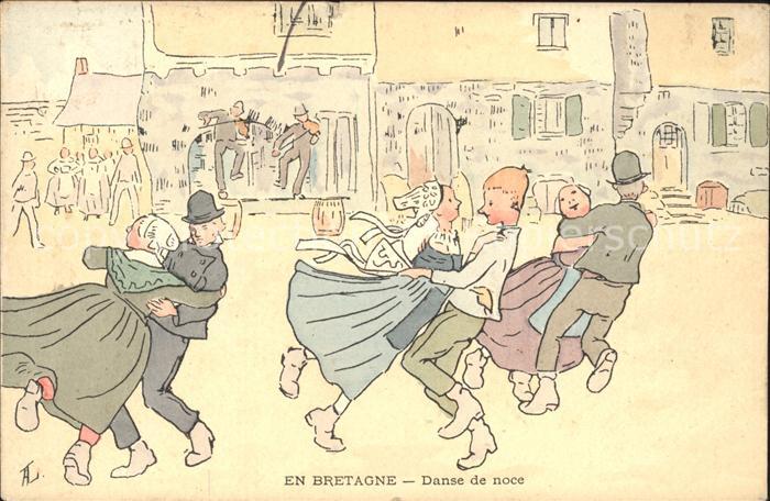 Bretagne Region Danse de noce Hochzeitstanz Künstlerkar