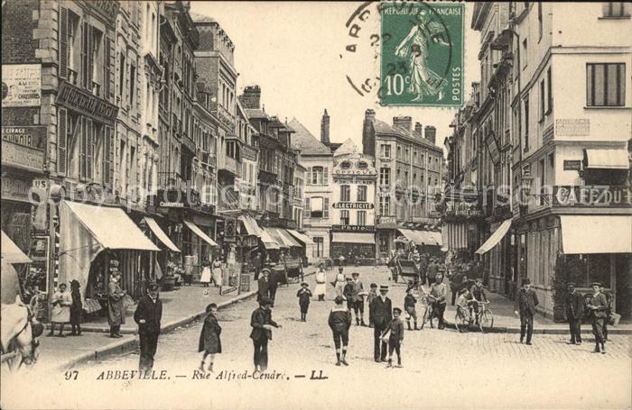 Abbeville 80 Somme Rue Alfred Cendre Stempel auf AK