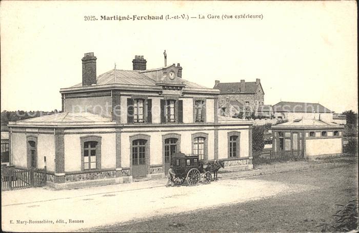 Martigne-Ferchaud La Gare Pferdekutsche