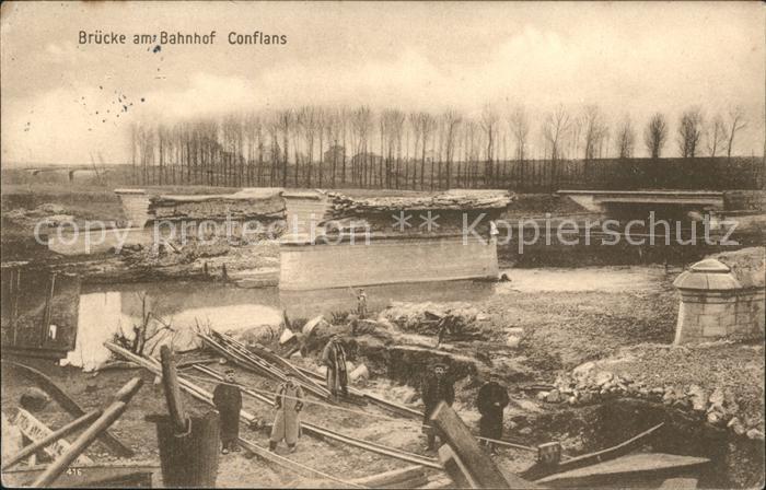 Conflans-en-Jarnisy zerstörte Brücke am Bahnhof 1. Weltkrie