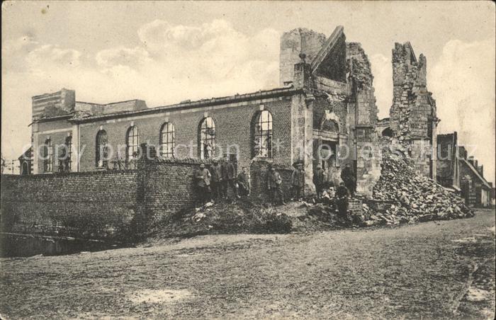 Herbecourt zerschossene Kirche 1. Weltkrieg