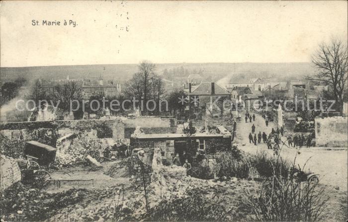 Sainte-Marie-a-Py Blick über das zerstörte Dorf 1. Weltkr
