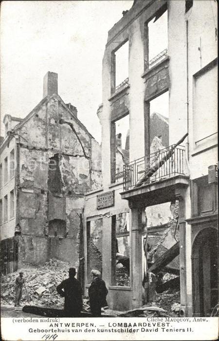 Antwerpen Anvers Lombaardevest Geboortehuis David Teniers Zerstoertes Haus 1. We
