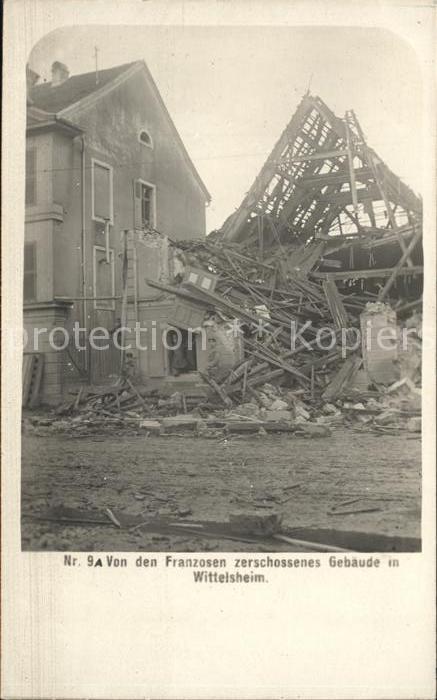 Wittelsheim Zerschossenes Gebäude 1. Weltkrieg