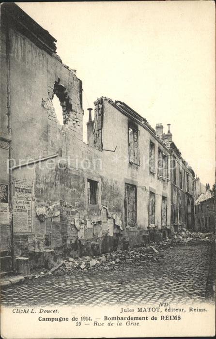 Reims Champagne Ardenne Ruines Bombardement 1914 Grande Guerre