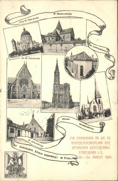 Strassburg Elsass Erinnerungskarte 52. Generalversammlung der Katholiken Deutsch