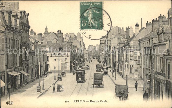Reims Champagne Ardenne Rue de Vesle Stempel auf AK
