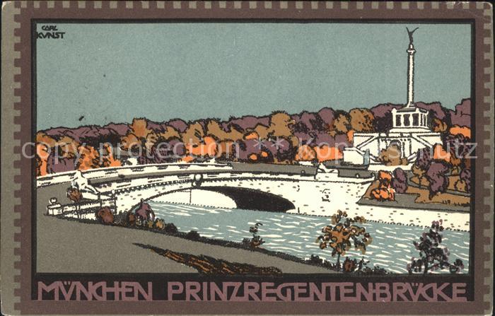 Muenchen Prinzregentenbruecke Kuenstlerkarte