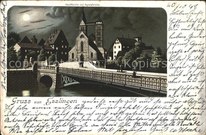 Esslingen Neckar Brueckenpartie bei Nacht