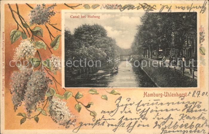 HAMBURG  CITY Uhlenhorst Kanal bei Hofweg Litho