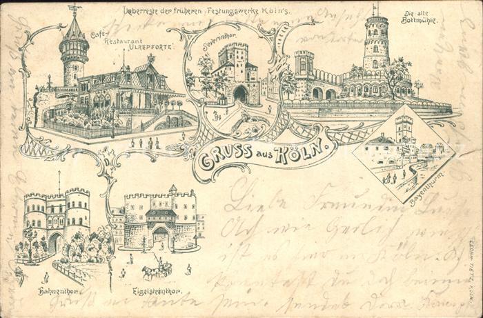 Koeln Rhein Festungswerke Bottmuehle Cafe-Restaurant Ulrepforte